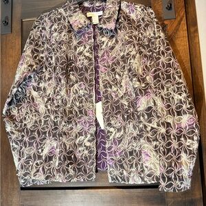 Christopher & Banks Patterned Purple Blazer